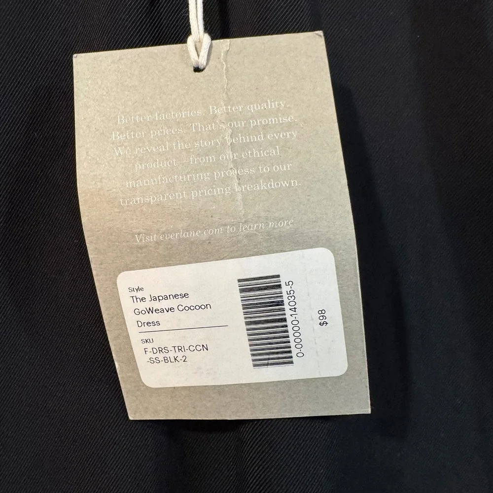 NWT EVERLANE The Japanese GoWeave Cocoon Dress Black Sleeveless‎ Midi Size 2 - Picture 4 of 6
